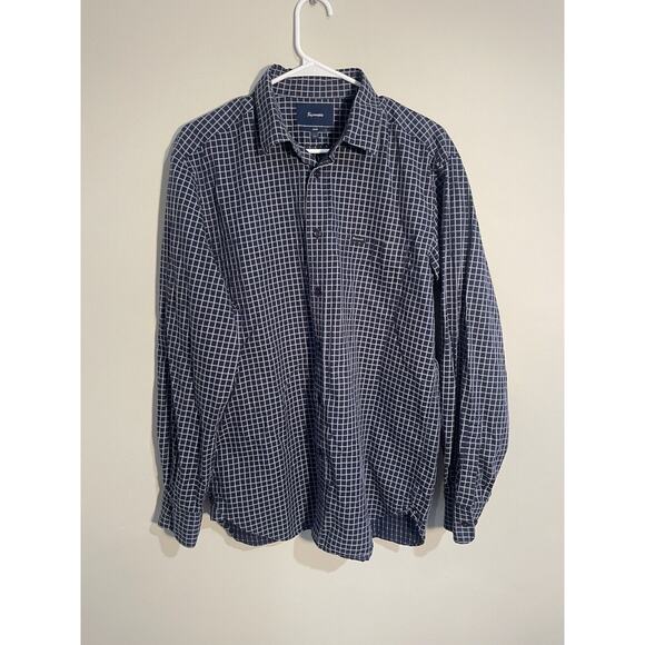 Faconnable Shirt Mens Large Blue Plaid Club Shirt Long Sleeve Button Up - Picture 1 of 9